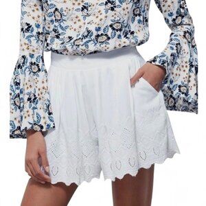 Free People Sz 2 ‘Azalea’ High-Waisted A-Line White Eyelet Shorts